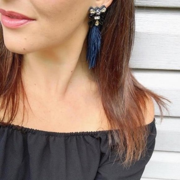 Stella & Dot | Navy Blue+Black Crystal Embellished French Twist Feather β¦ - Picture 6 of 7